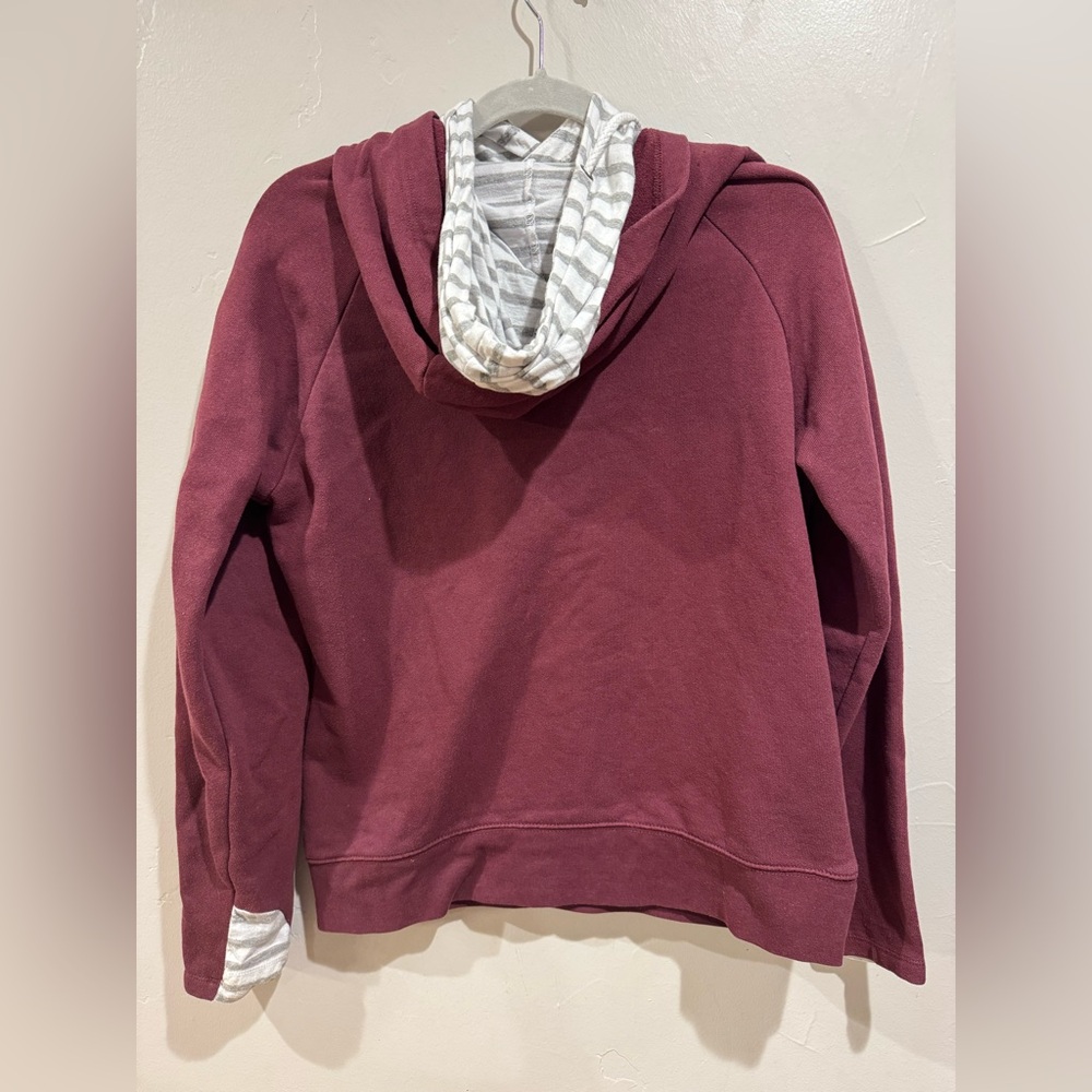 Women's Burgundy Double Hooded Sweatshirt Medium - Picture 7 of 11